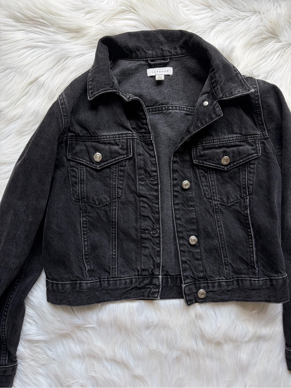 Topshop Black Cropped Jean Jacket